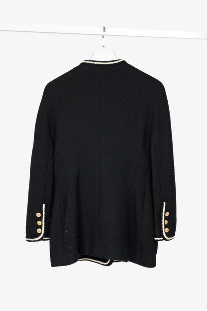 Chanel Boutique 80's Black Wool-Tweed Double-Breasted Blazer