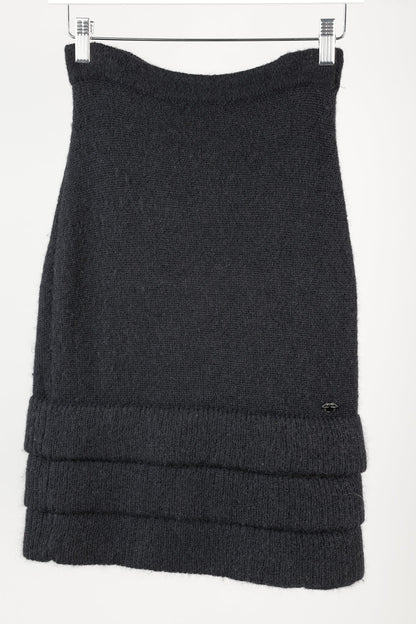Chanel 09A Black Wool & Mohair Tiered-Hem Skirt