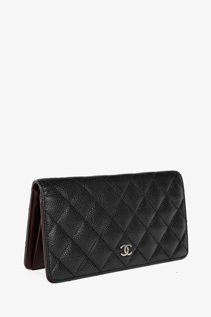 Chanel Black Caviar Leather Quited L-Yen Wallet