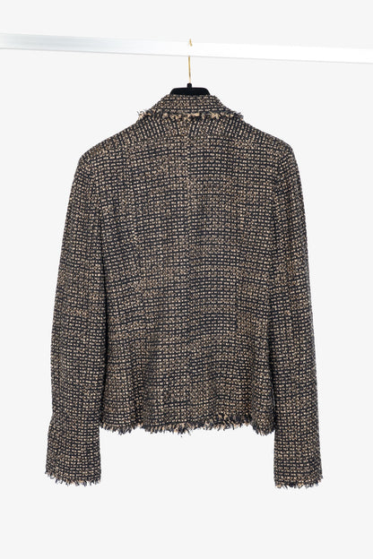 Chanel 03A Brown Wool-Blend Tweed Buttoned Blazer