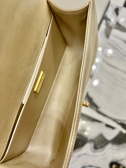 Chanel Boy Metallic Gold Python Flap Bag