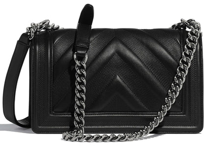 Chanel Boy HandBag Calfskin Ruthenium