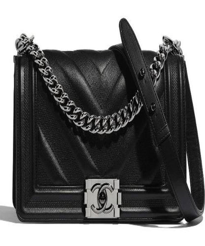 Chanel Boy HandBag Calfskin Ruthenium