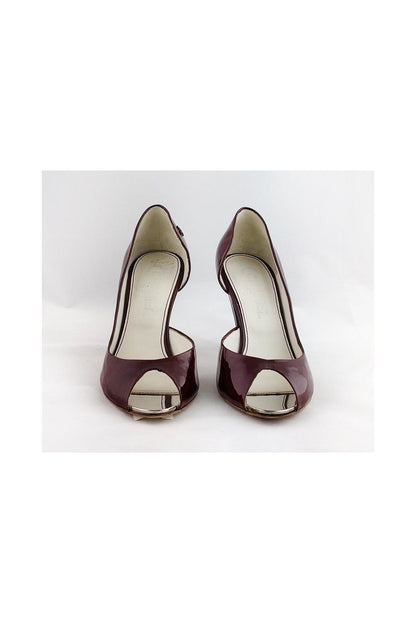 Chanel - Burgundy D'Orsay Heels Sz .