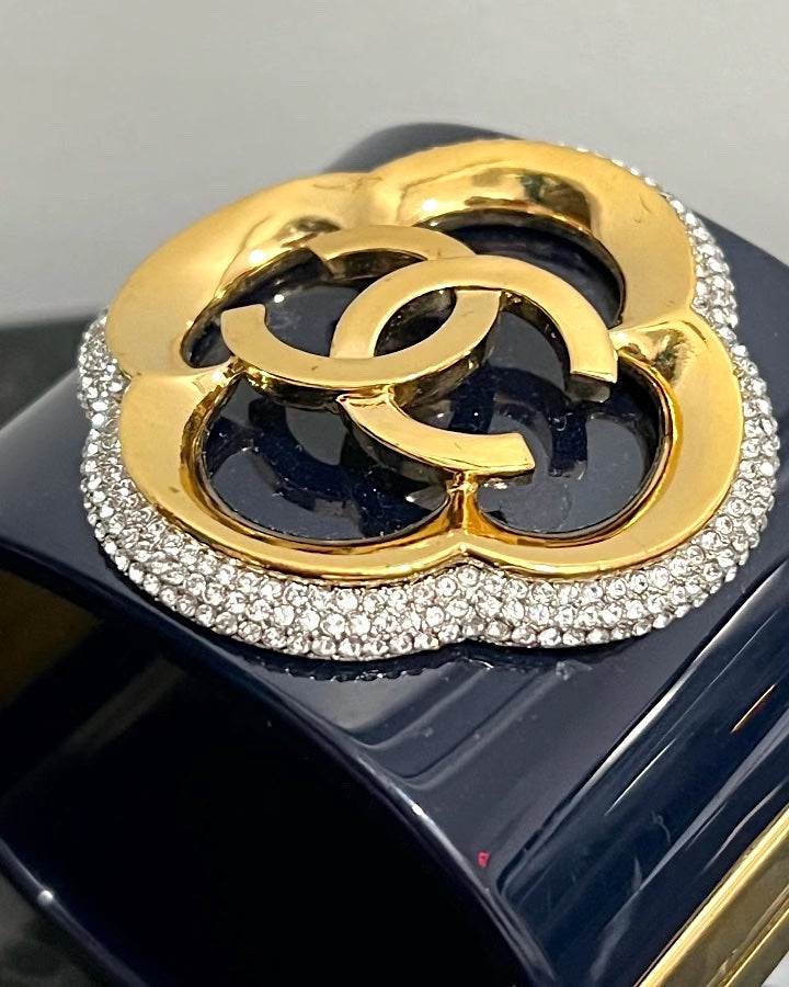 CHANEL CC LUCITE & CRYSTALS CUFF BRACELET