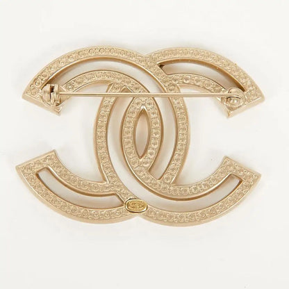 CHANEL CC RHINESTONE & GOLD TONED BROOCH