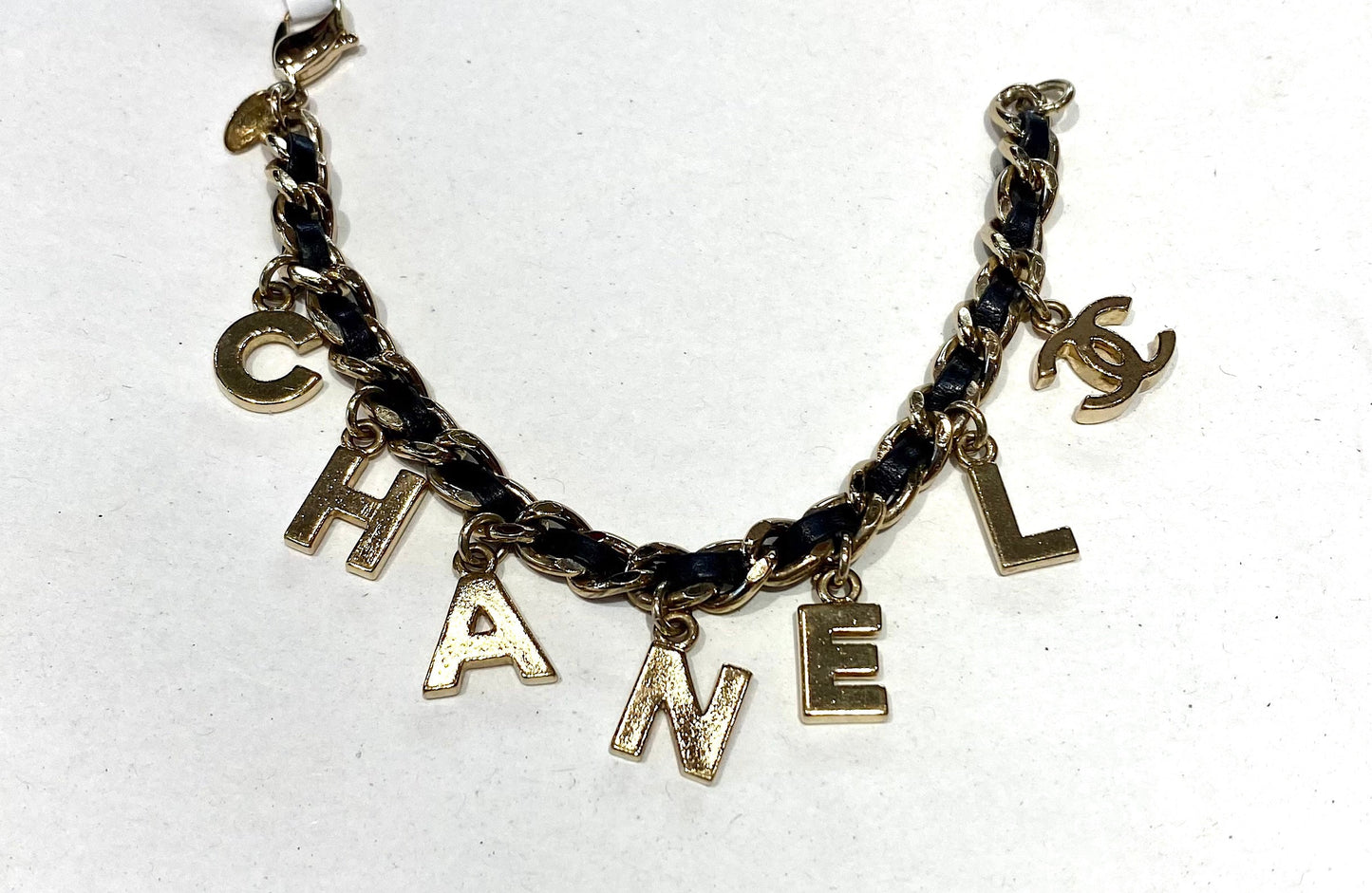 CHANEL CC LOGO LETTERING CHARM BRACELET