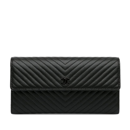 Chanel CC Chevron Lambskin Long Wallet (SHG-GJrUFh)