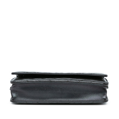 Chanel CC Chevron Quilted Crumpled Calfskin Wallet On Chain (SHG-Ad87DZ)