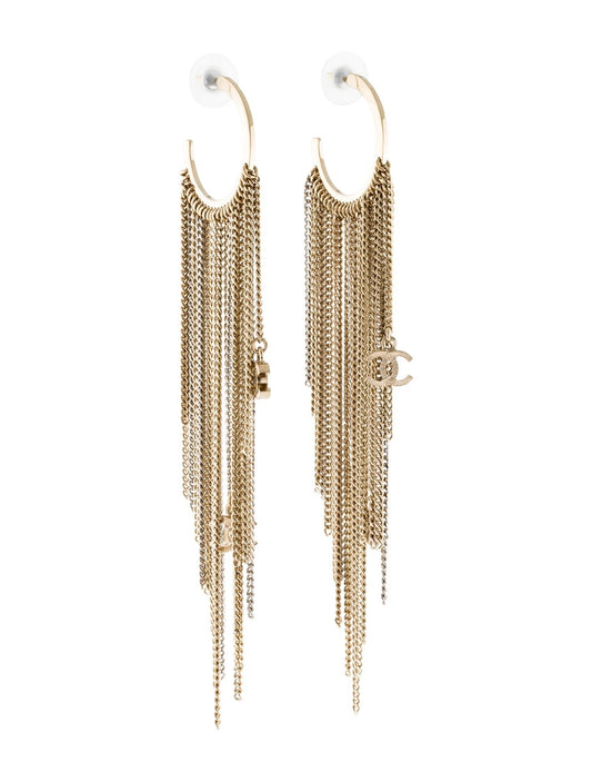 CHANEL CC DROP FRINGE EARRINGS
