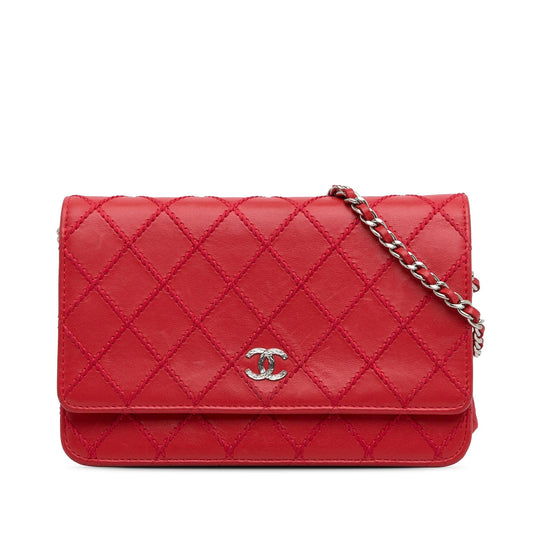 Chanel CC Lambskin Wild Stitch Wallet on Chain (SHG-GQnVtv)