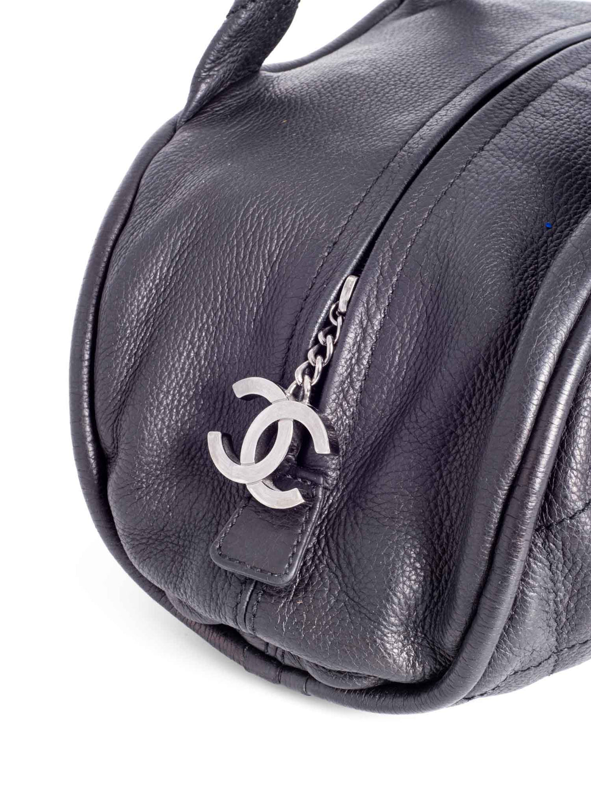 Chanel CC Logo Quilted Caviar Leather Bag Black
