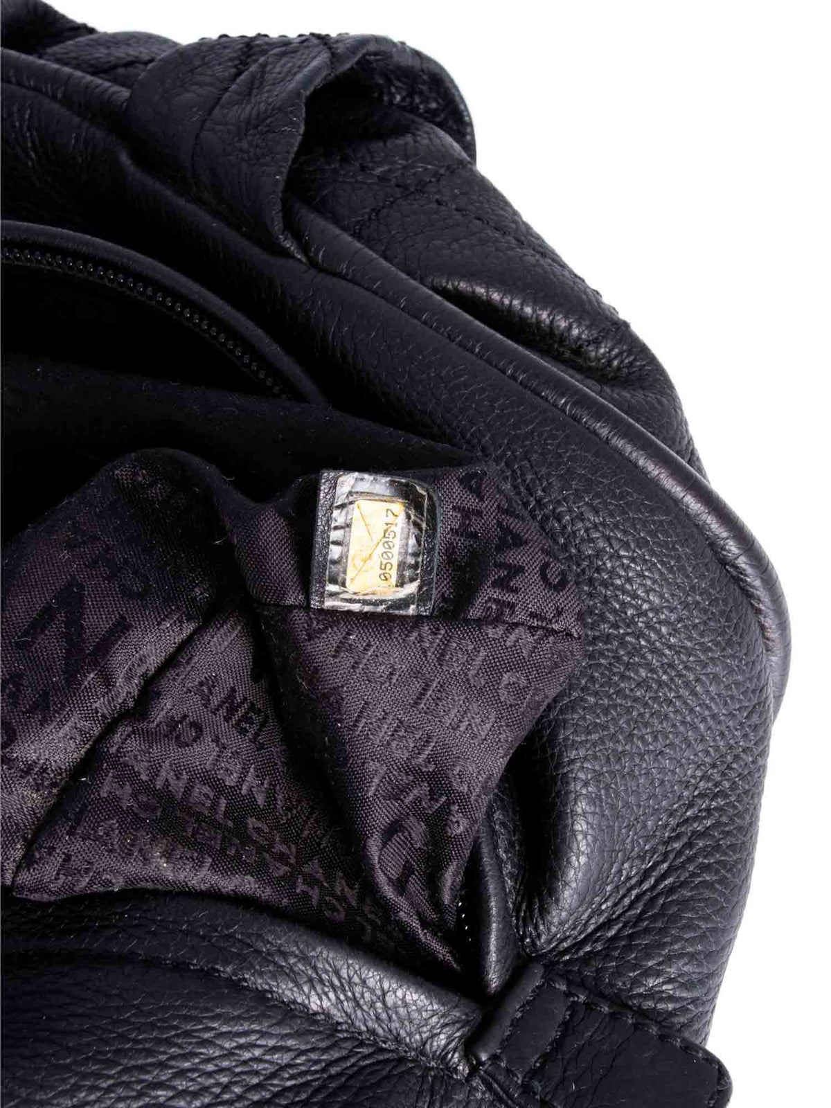 Chanel CC Logo Quilted Caviar Leather Bag Black