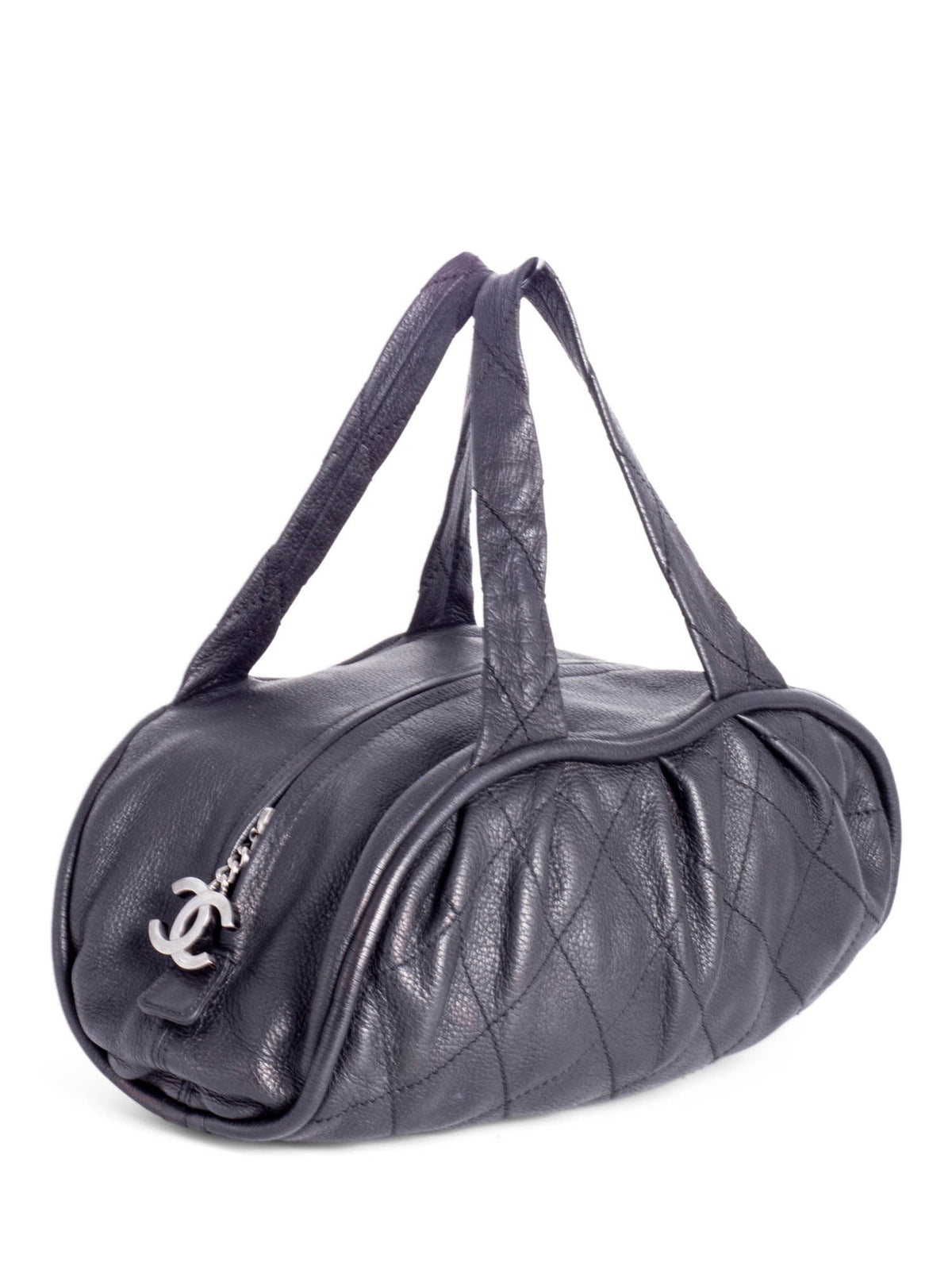 Chanel CC Logo Quilted Caviar Leather Bag Black