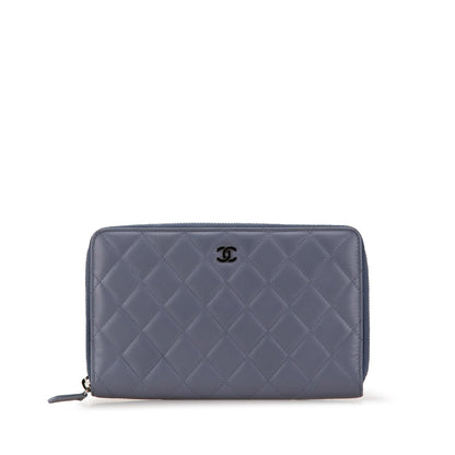 Chanel CC Quilted Lambskin Zip Around Wallet (SHG-PSJD18)