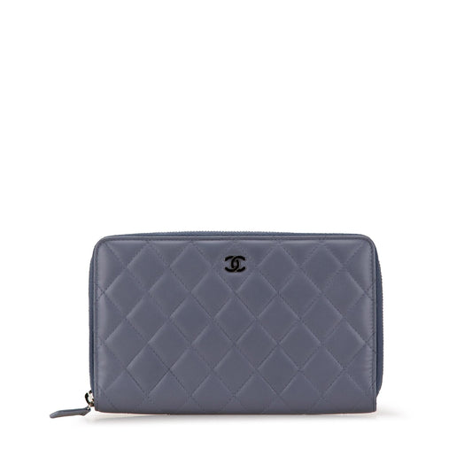 Chanel CC Quilted Lambskin Zip Around Wallet (SHG-PSJD18)