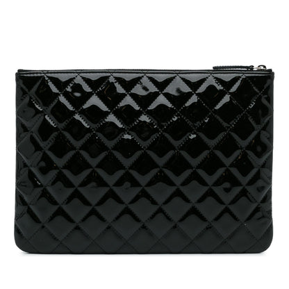 Chanel CC Quilted Patent Leather Pouch