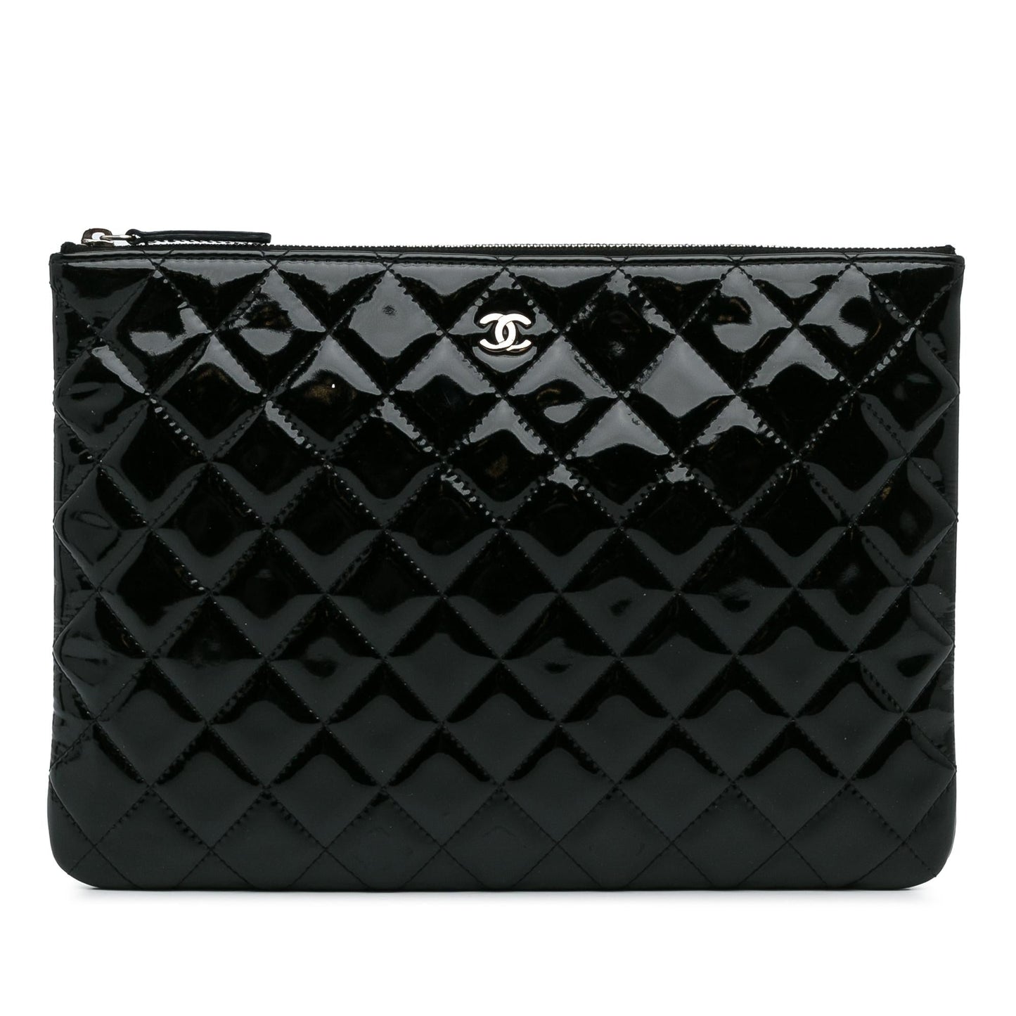 Chanel CC Quilted Patent Leather Pouch
