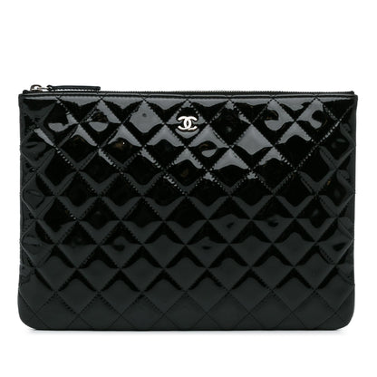 Chanel CC Quilted Patent Leather Pouch