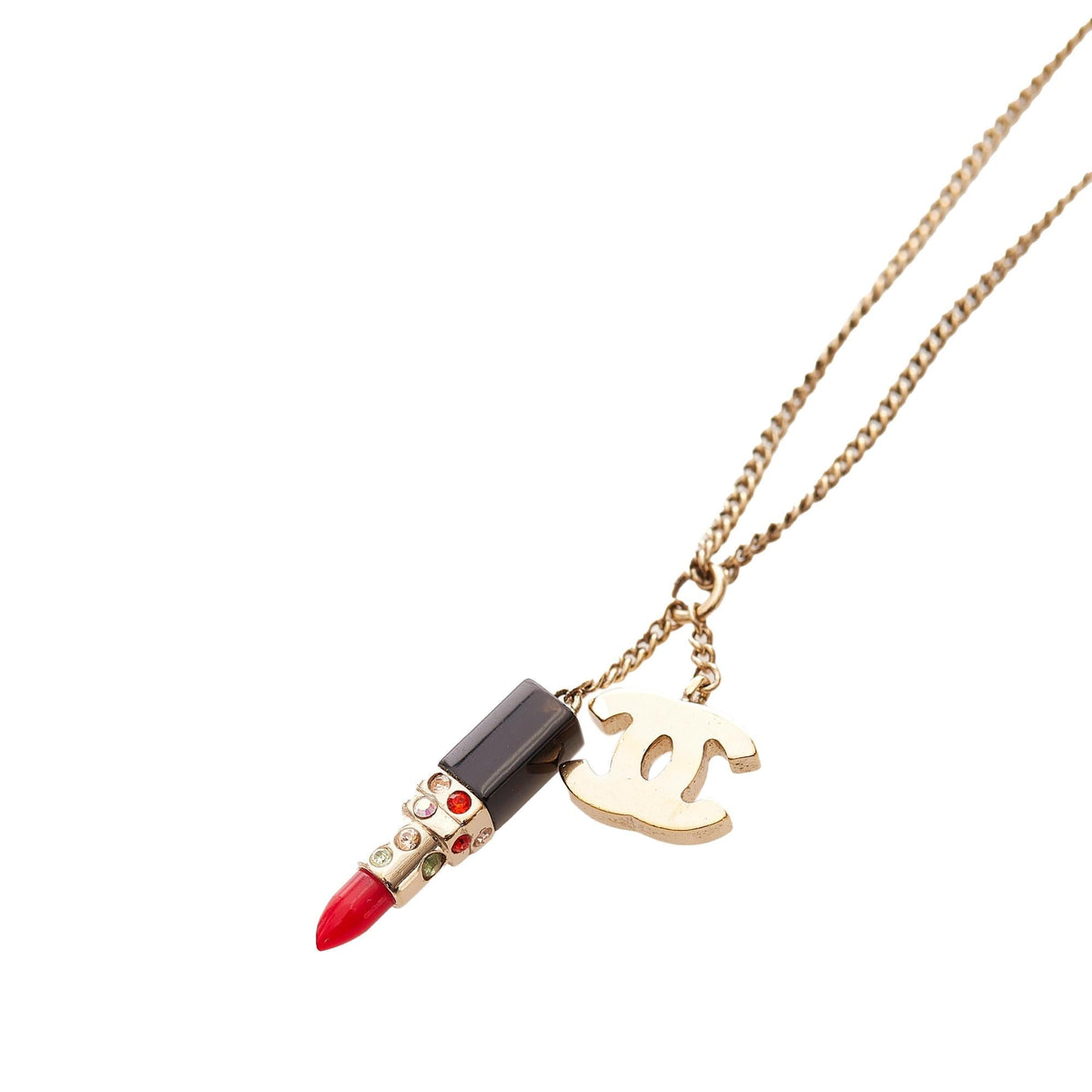 Chanel CC and Lipstick Pendant Necklace (SHG-29400)