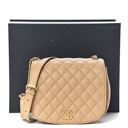 CHANEL CALFSKIN LEATHER QUILTED MESSENGER FLAP BAG