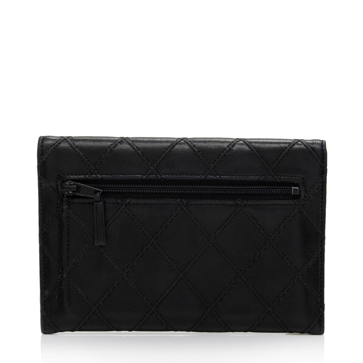 Chanel Calfskin Diamond Wild Stitch Envelope Wallet