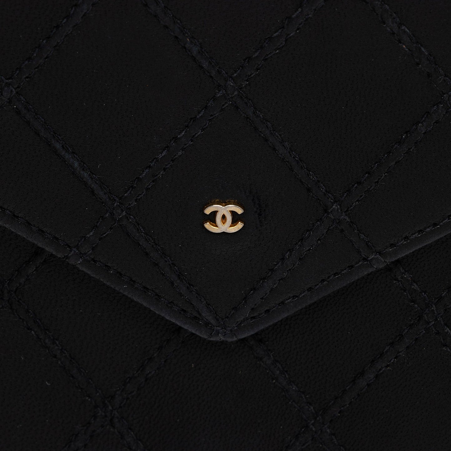 Chanel Calfskin Diamond Wild Stitch Envelope Wallet