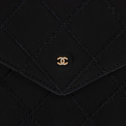 Chanel Calfskin Diamond Wild Stitch Envelope Wallet