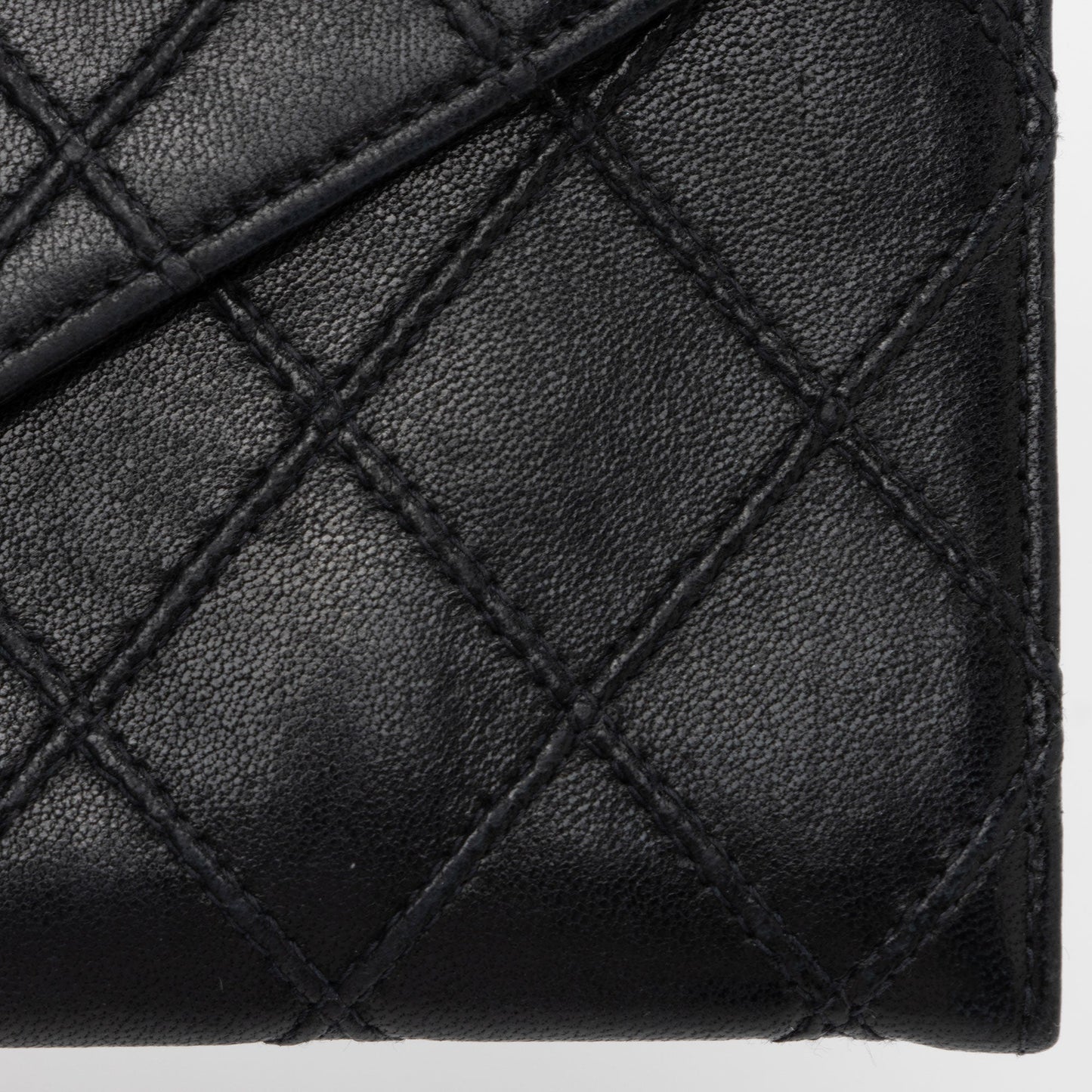 Chanel Calfskin Diamond Wild Stitch Envelope Wallet