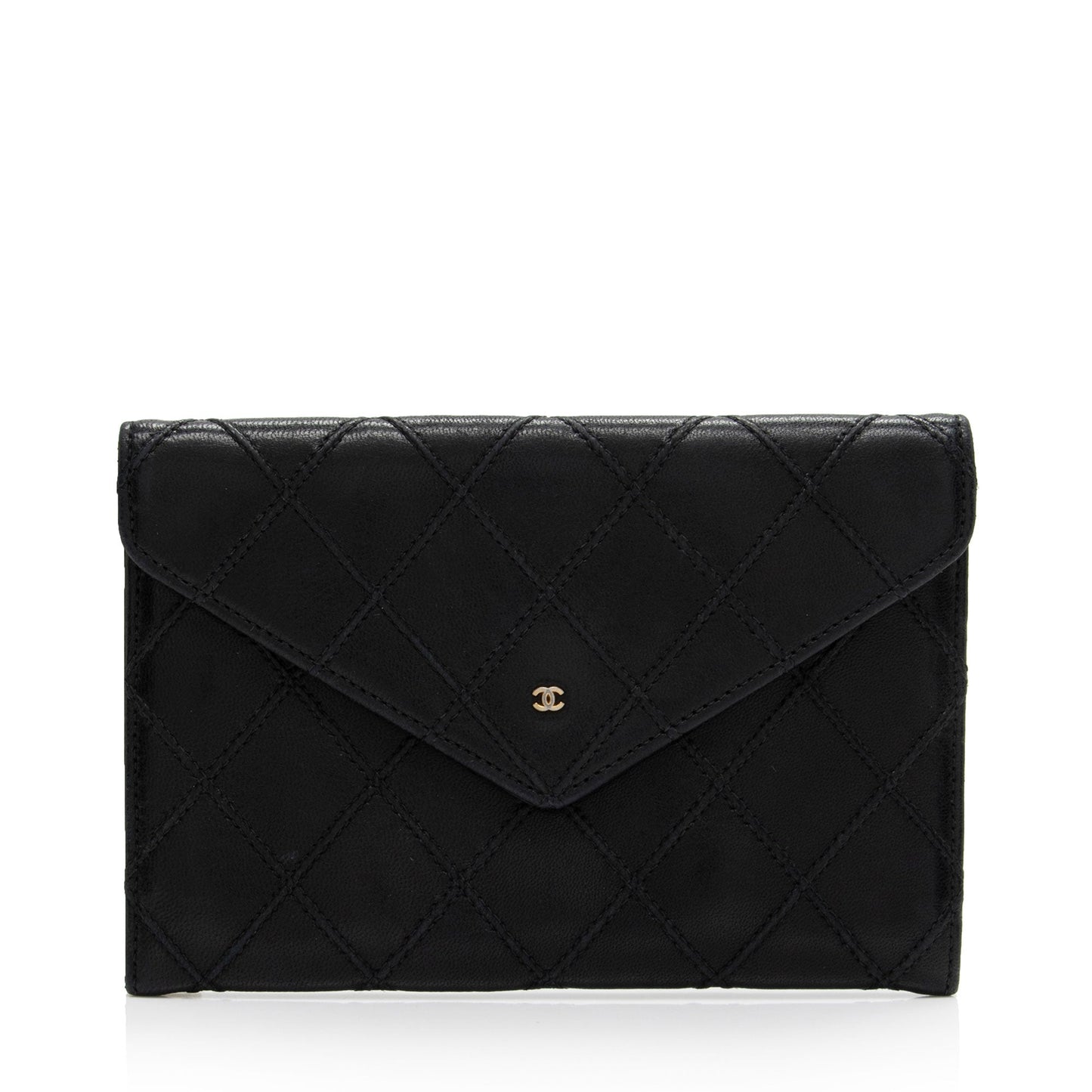 Chanel Calfskin Diamond Wild Stitch Envelope Wallet