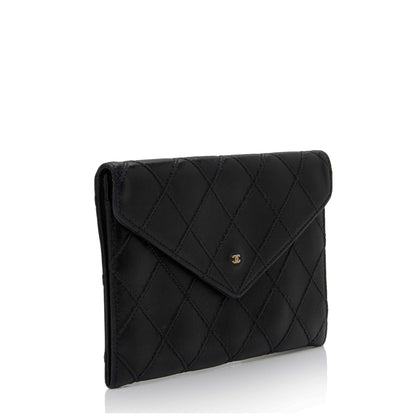 Chanel Calfskin Diamond Wild Stitch Envelope Wallet