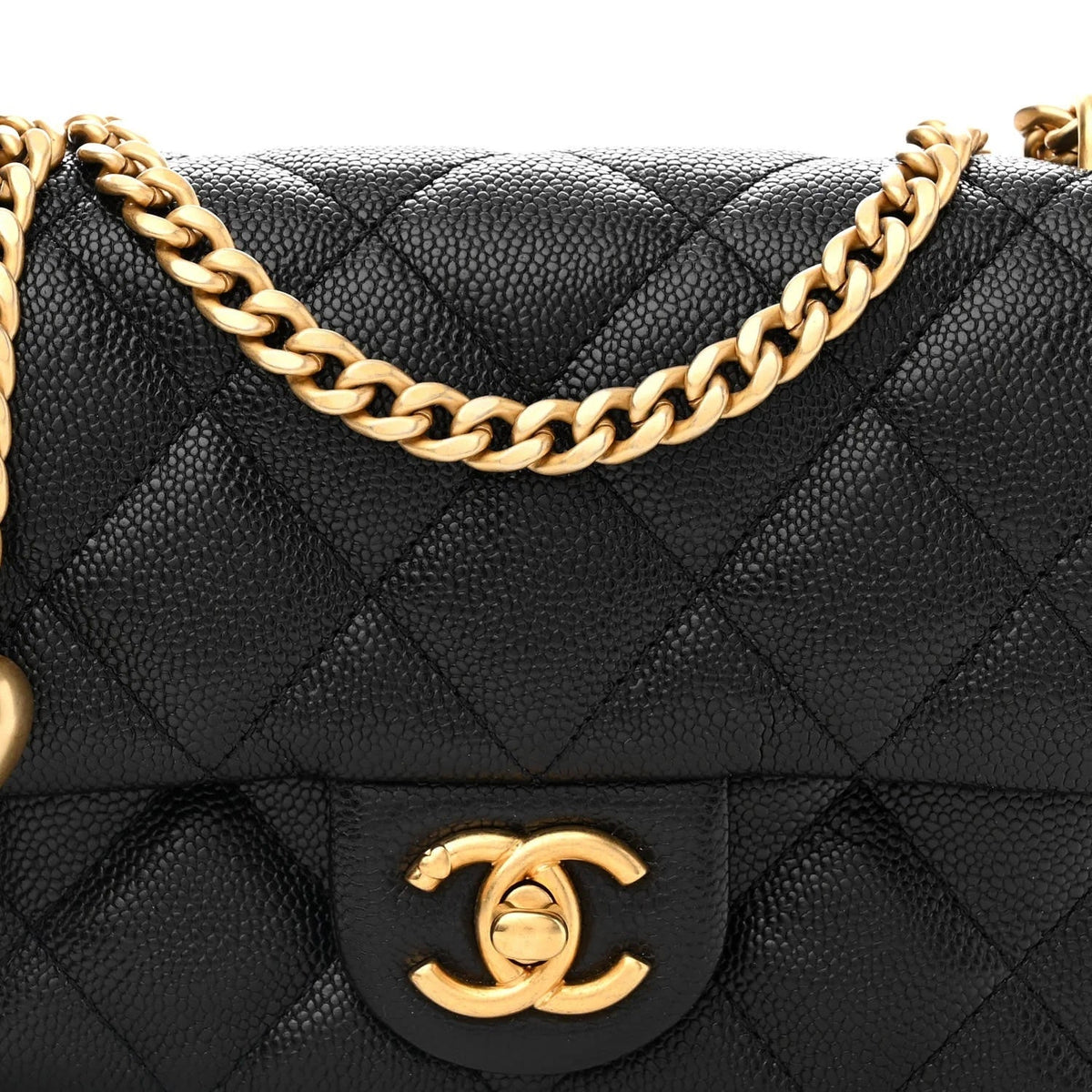 CHANEL CAVIAR QUILTED SWEETHEART MINI FLAP BAG
