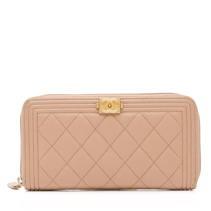 Chanel Caviar Leather Boy Long Zipped Wallet (SHF-TJjYqt)