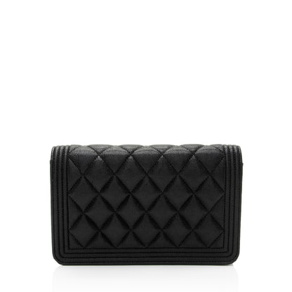 Chanel Caviar Leather Boy Wallet on Chain (SHF-Rw1D6r)