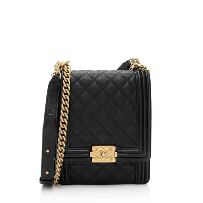 Chanel Caviar Leather North South Boy Bag (SHF-ceWuuG)