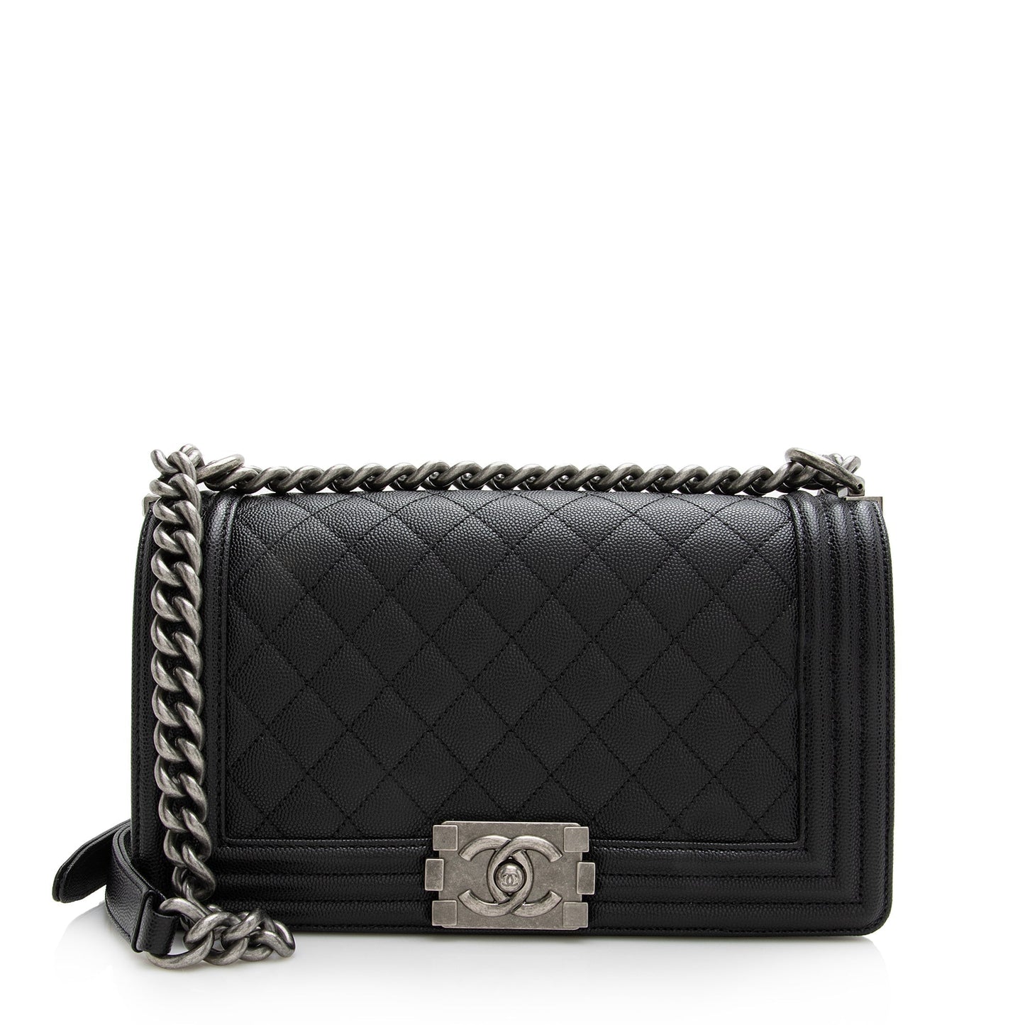 Chanel Caviar Leather Old Medium Boy Bag (SHF-22678)