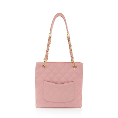 Chanel Caviar Leather Petite Shopping Tote (SHF-yT2Qvc)