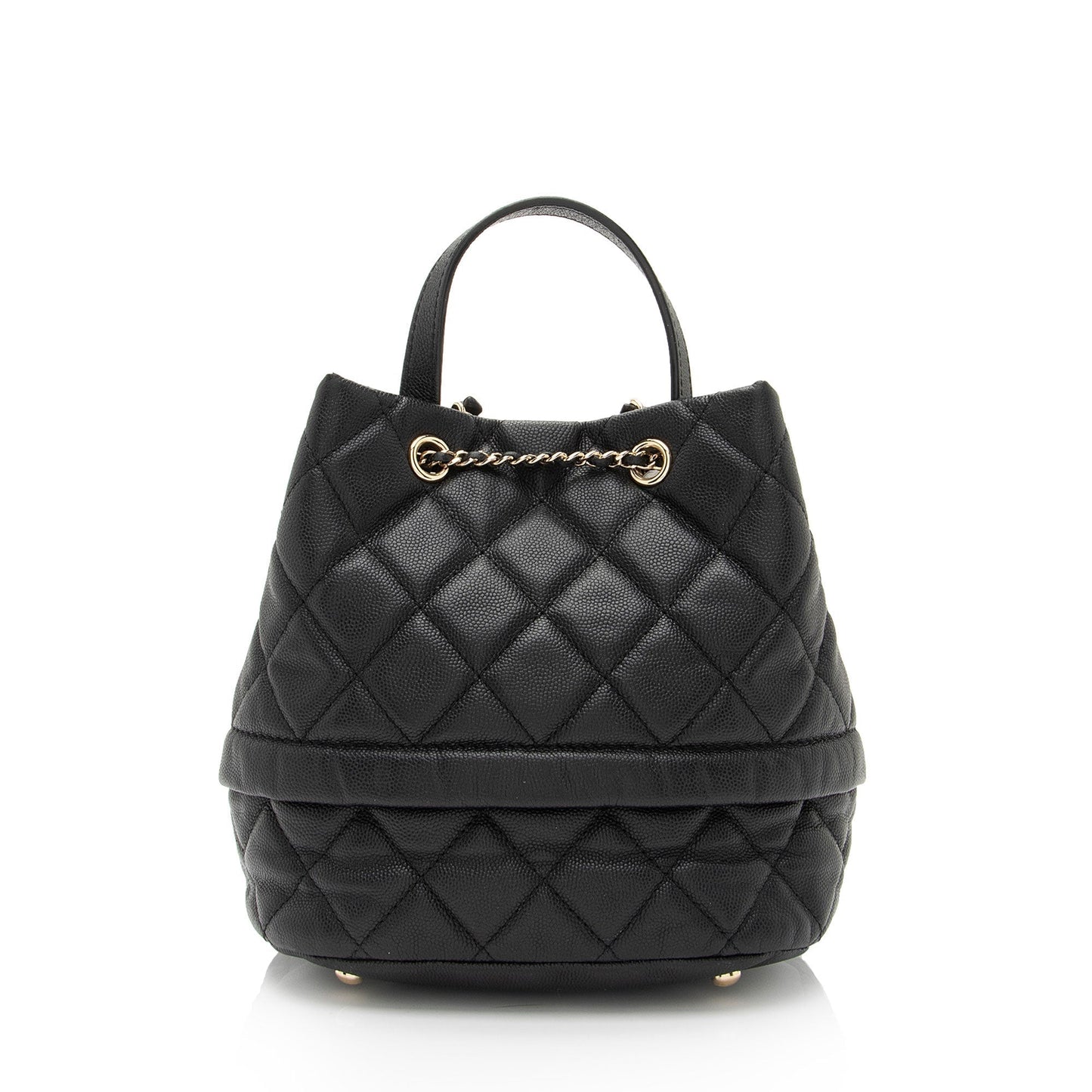 Chanel Caviar Leather Rolled Up Drawstring Bucket Bag