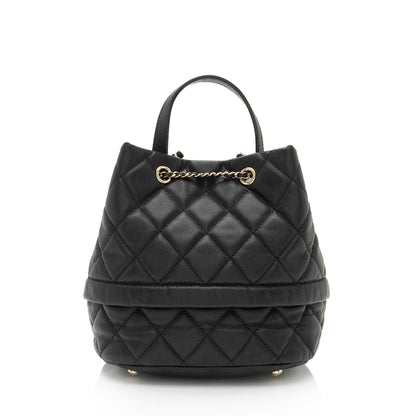 Chanel Caviar Leather Rolled Up Drawstring Bucket Bag