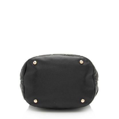 Chanel Caviar Leather Rolled Up Drawstring Bucket Bag