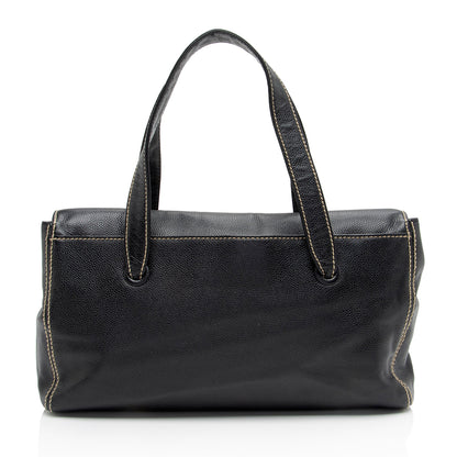 Chanel Caviar Leather Stitched CC Flap Satchel