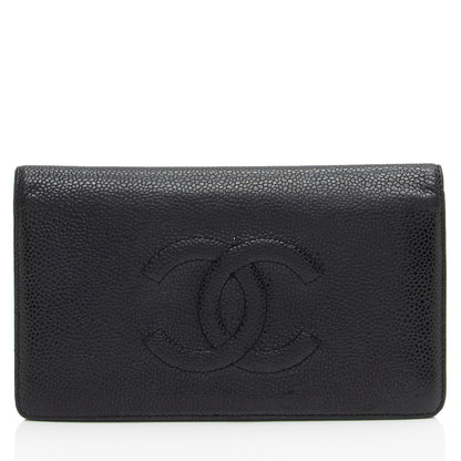 Chanel Caviar Leather Timeless CC Yen Wallet (SHF-LO1ZVY)
