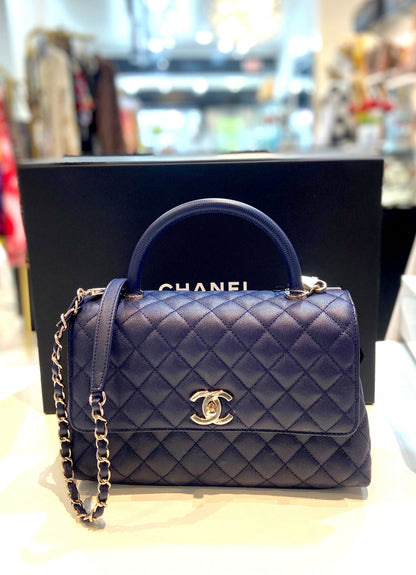CHANEL CAVIAR QUILTED SMALL COCO HANDLE FLAP BAG