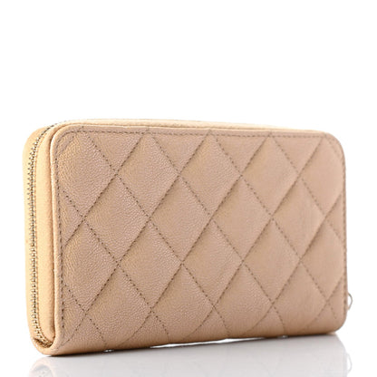 CHANEL Iridescent Caviar Quilted Leather Wallet