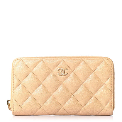 CHANEL Iridescent Caviar Quilted Leather Wallet