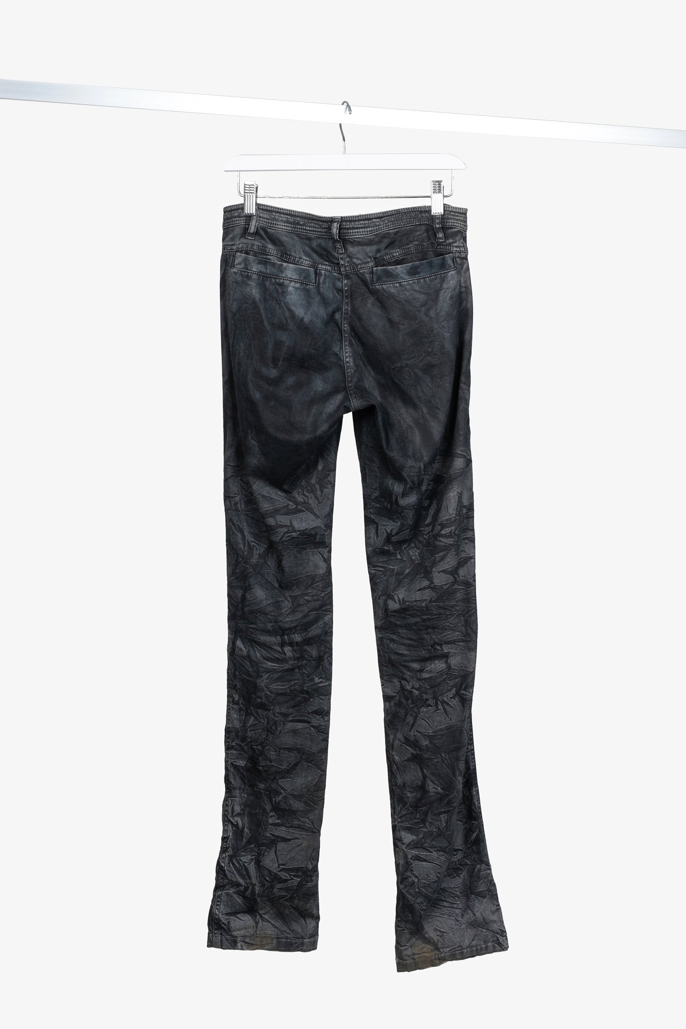 Chanel Black Grey Wrinkled "Distressed" Finish Bootcut Jeans
