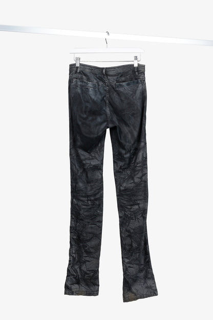 Chanel Black Grey Wrinkled "Distressed" Finish Bootcut Jeans