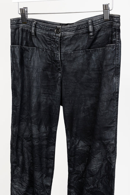 Chanel Black Grey Wrinkled "Distressed" Finish Bootcut Jeans