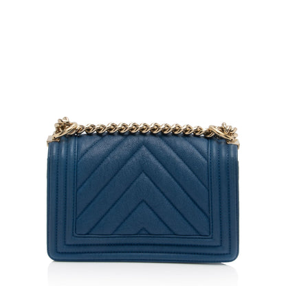 Chanel Chevron Caviar Leather Small Boy Bag (SHF-8Ra64e)
