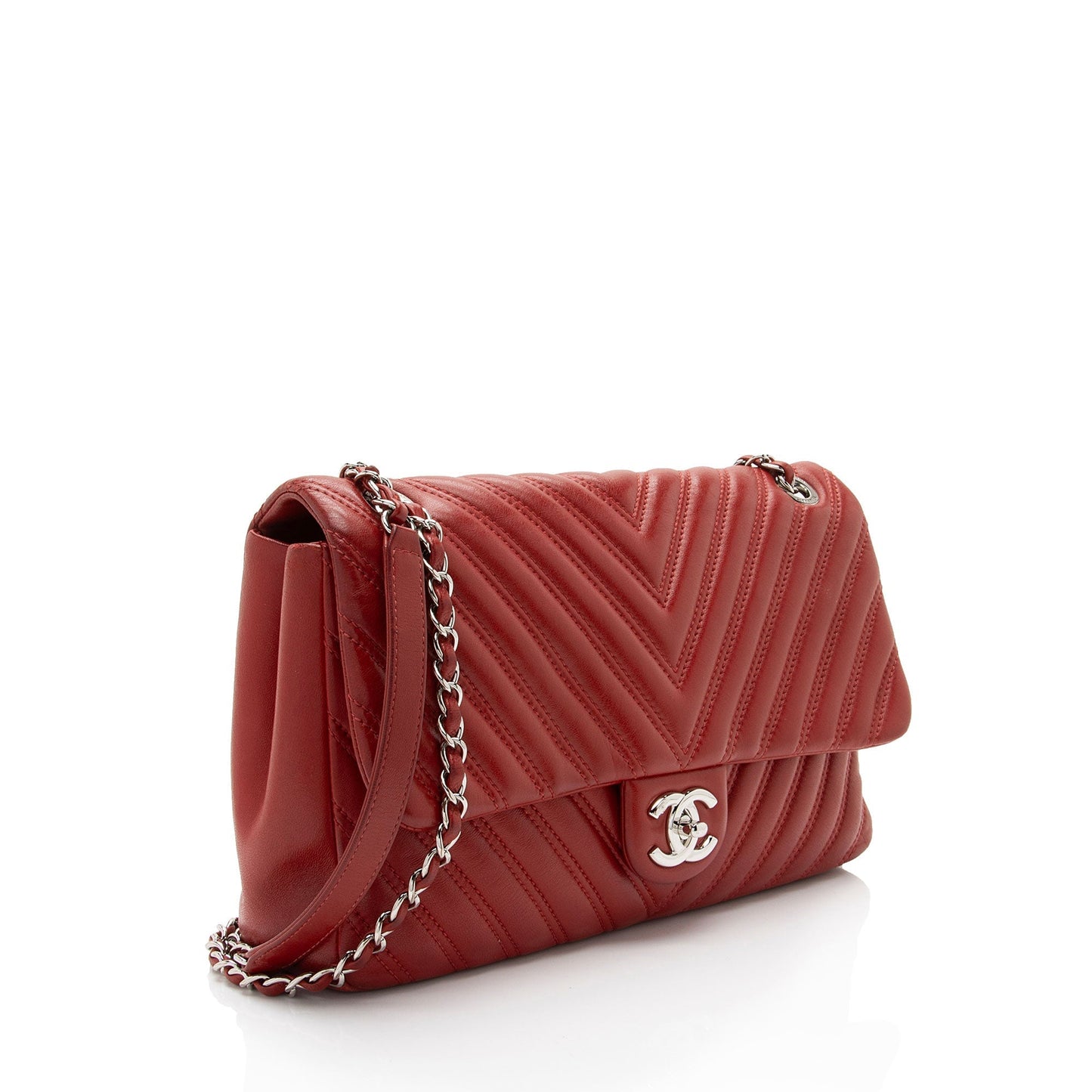Chanel Chevron Lambskin Classic Jumbo Single Flap Bag (SHF-zB67zI)